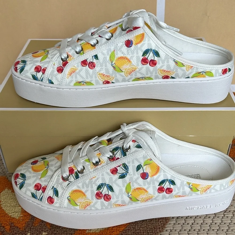 Michael Kors POPPY SLIDE SNEAKERS 
FRUIT PAINT MK SIG SM
49T4POFP1Q Platforms - Picture 4 of 16